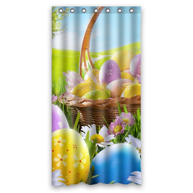 Cortina de ducha ABPHQTO Happy Easter poliéster impermeable 90x180 cm