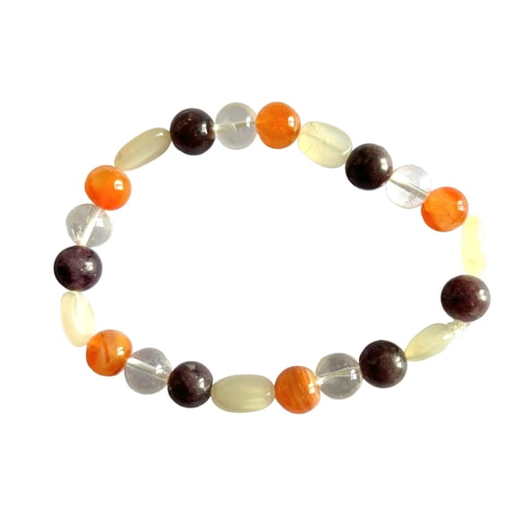 crystalmiracle Clear Quartz Carnelian Moonstone Beaded Stretch Bracelet Crystal Healing Fashion Jewelry For Men Women Accessory