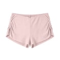 thumbnail image 6 of AHTJRT Micro Mini Pajama Shorts for Women Cute Low Rise Striped Knit Side Slit Ruched Lounge Shorts Summer Pjs Bottoms Pink M, 6 of 6