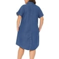 thumbnail image 4 of DARING DIVA Plus Size Denim Short Sleeve Button Down Dress 4X Blue, 4 of 6