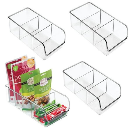 Hon Personal Storage Cabinet mDesign Plastic Food Packet Kitchen Storage Organizer Bin Caddy - Holds Spice Pouches, Dressing Mixes, Hot Chocolate, Tea, Sugar Packets in Pantry, Cabinets or Countertop - 4 Pack - Clear Pack of 4 ()