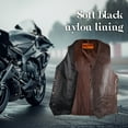 thumbnail image 6 of Dream Apparel Mens Leather Motorcycle Vest for Riding, Biker Vest Black Club Vest with Pockets Brown Side Laces, 6 of 10