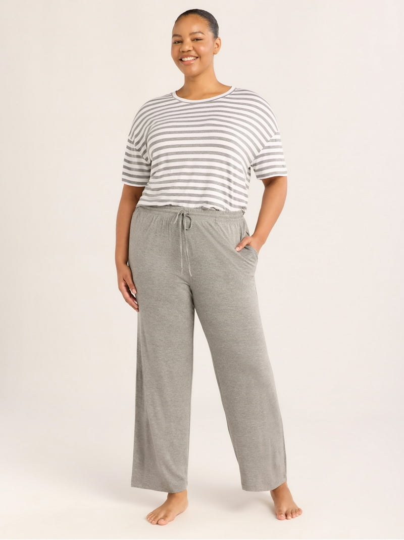 Joyspun Women's Sleepwear Long Knit Pajama Pants, 29-inch Inseam