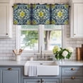 thumbnail image 2 of Abstract Geometric Floral Window Valance Curtain Yellow Flowers Rod Pocket Short Curtain for Living Room, Bedroom & Kitchen Window Decor 42x12in, 2 of 8