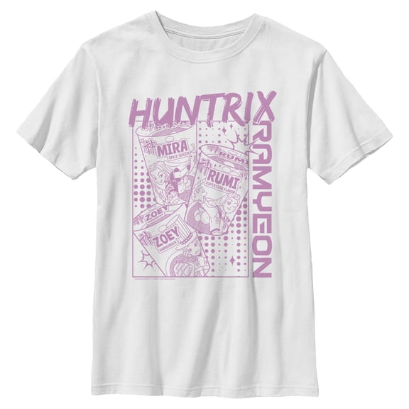 Boys KPop Demon Hunters Zoey Mira and Rumi Ramyeon T Shirt