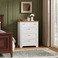 thumbnail image 5 of 4 Drawer Dresser  with LED Light White Nightstand Cabinet  with Glass Table-top  for Bedroom, Living Room, 5 of 7
