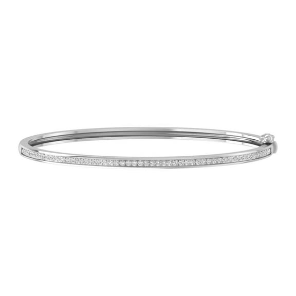 Araiya Fine Jewelry 10K White Gold Round-Shape Lab Grown Diamond Bangle Bracelet for Women (1/2 cttw, D-F Color, VS1 Clarity) 7inch