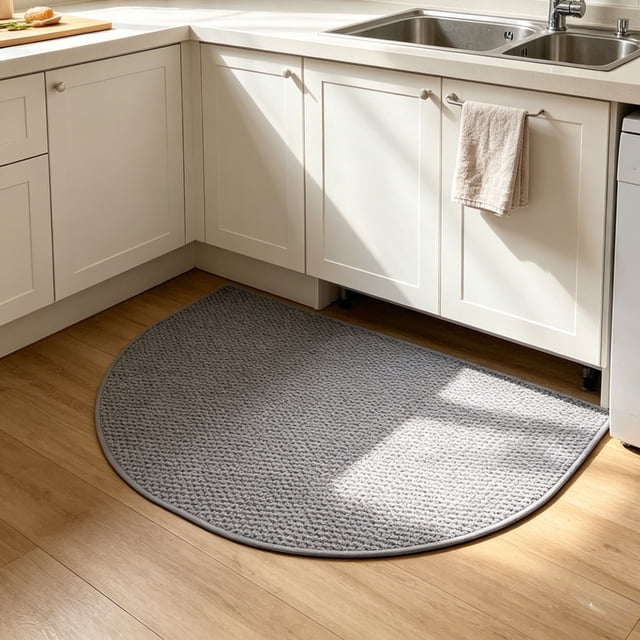 Tapis de Porte Demi-Rond Tapis d'Entrée Antidérapant Collecteur de Saleté Tapis de Sol Imperméable Durable Intérieur Extérieur Tapis de Bienvenue pour Porte d'Entrée Porche Patio Garage Usage Domestique Nettoyage Facile Tapis Antidérapant