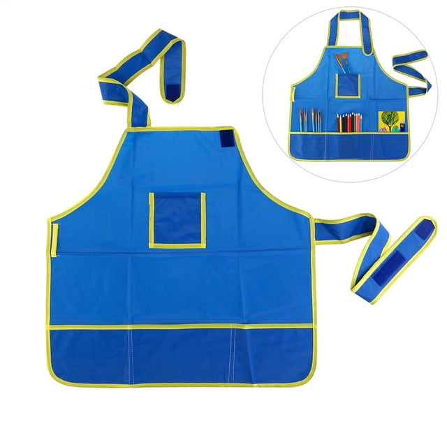 Tablier Imperméable pour Enfants Art et Artisanat pour Bricolage Peinture Dessin (Bleu)