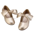 thumbnail image 4 of BURUDANI Girls Ballerina Front Bow Flats Mary Jane Dress Shoes ANGIE-5 GOLD Size 2, 4 of 5