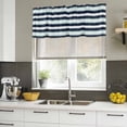 thumbnail image 4 of Aqua Navy Blue Striped Curtain Valances for Windows, Kitchen Valance Window Treatments Panel 2 Pack, Modern Abstract Lines Geometric Rod Pocket Short Curtains for Bathroom Bedroom 42 x 18 Inch, 4 of 8
