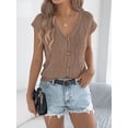 thumbnail image 3 of jinghuiyue Womens Button Down Sweater Vest Cap Short Sleeve Lightweight Cardigan Cable Knit Tops M, 3 of 7