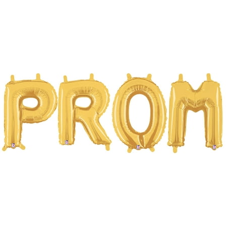 Prom Foil Letter Balloons, Gold, 14in