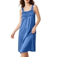 thumbnail image 2 of Blmnix Sleep Shirts for Women Chemises Sexy Nightgown Bamboo Nightgowns Sleep Shirt Knee Length Blue Square Neckline Sleeveless Oversized Sleep Shirts for Women, 2 of 7