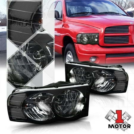 Smoke Tinted Headlight Clear Signal Reflector For 02 05 Dodge Ram Smoke Tinted Headlight Clear Signal Reflector For 02 05 Dodge Ram 1500 2500 3500 03 04