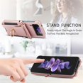thumbnail image 3 of for Samsung Galaxy Z Flip 3 Wallet Case Crossbody, PU Leather Zipper Handbag Purse Flip Cover, Back Card Slots, Adjustable Shoulder Strap, Finger Ring Stand for Samsung Galaxy Z Flip 3, Rosegold, 3 of 8