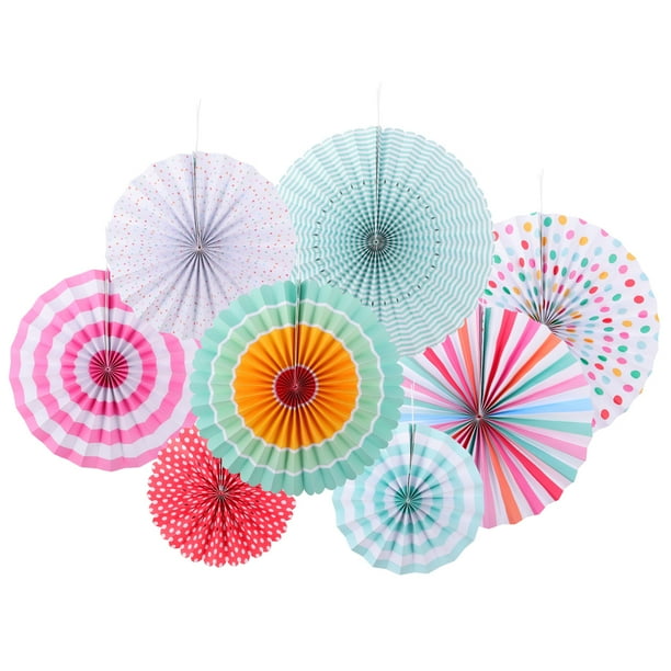KAKOWELY 8 abanicos de papel colgantes para bodas, fiestas, decoración (colores surtidos)