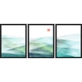 thumbnail image 3 of PixonSign Framed Canvas Print Wall Art Set - Pastel Watercolor Green & Blue Mountains Art - Set of 3 Nature Landscape Art Abstract Modern Print Minimalism Wall Décor - 12"x16"x3 Panels Black, 3 of 5