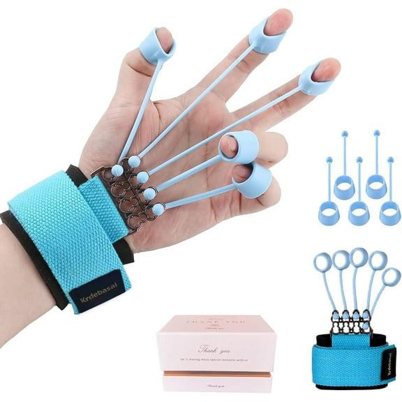 BYXAS Finger Exerciser,Resistance Levels Finger Strengthener for Hand Therapy, Rock Climbing - Relieve Pain for Arthritis, Carpal Tunnel, Hand Strengthener and Finger Strengthener(Blue 40lb)