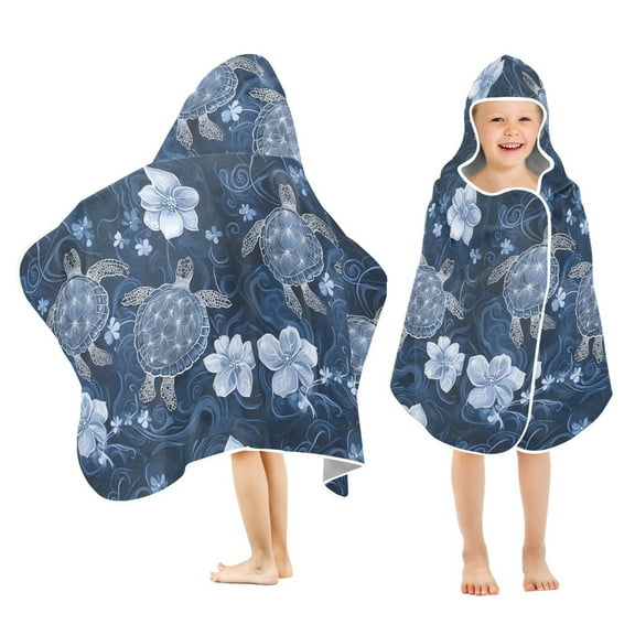 joogoo Turtle Flowers-b1 Kids Hooded Beach Towel Baby Bath Towel 23.5"x50"