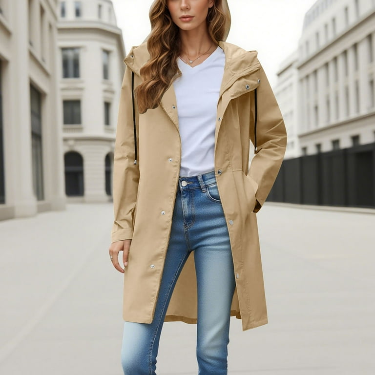 Lcziwo Waterproof Raincoat for Women Windproof Outdoor Lounge