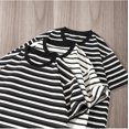 thumbnail image 5 of Men's Heavyweight Striped T-Shirt, Relaxed Cotton Crewneck Tee with Black and White Stripes, 5 of 9
