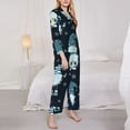 thumbnail image 4 of Kll Gnome And Snowflakes Print Women'S Long Sleeve Pajamas With Pants Sleepwear Loungewear 2 Set-Small, 4 of 9