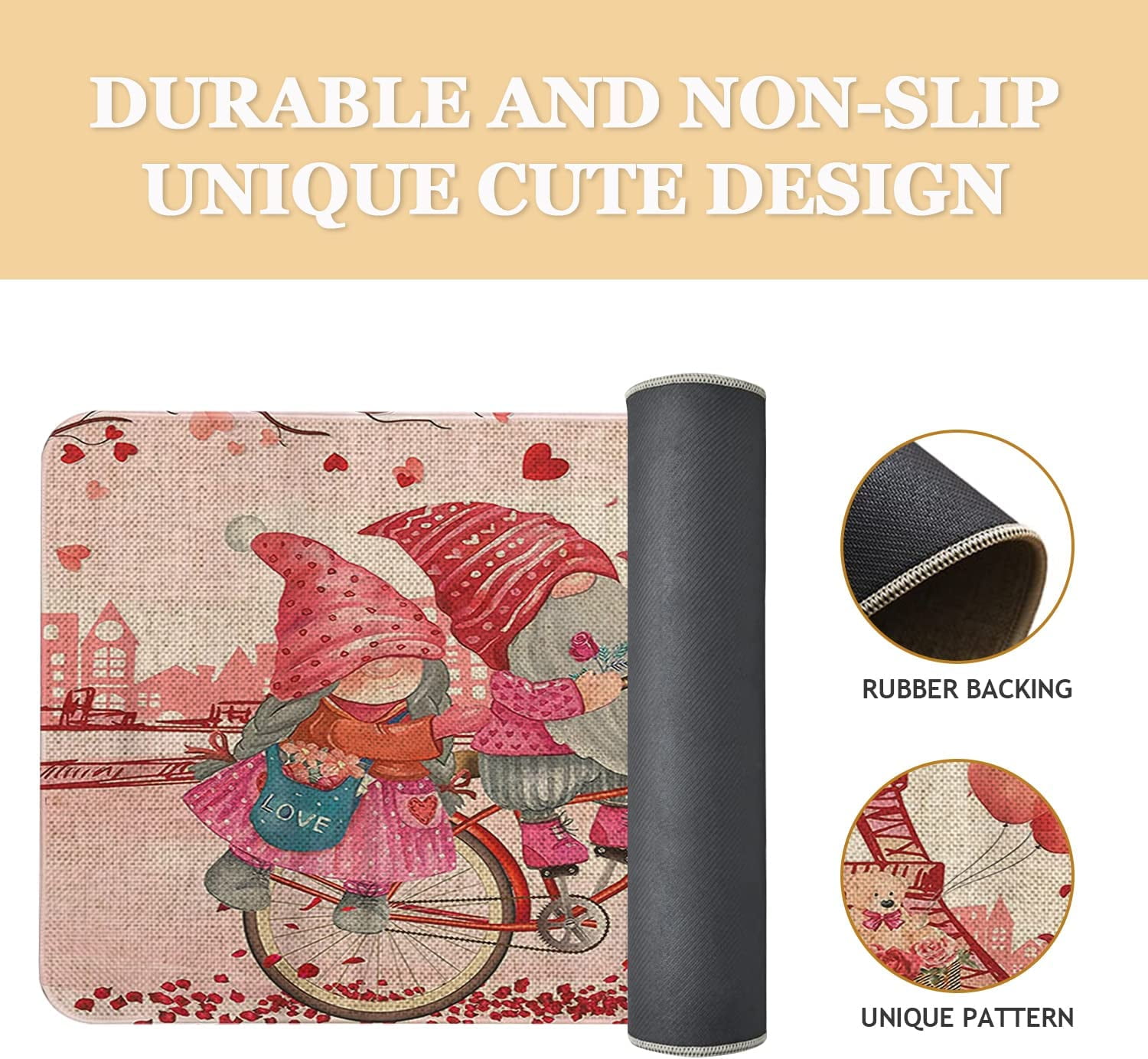 Roszwtit Valentines Day Door Mat 30 X 17 Inch Valentines Gnome Doormat Indoor Outdoor Entrance Floor Mat Non Slip Valentine Decor Rubber Welcome Mats