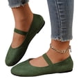 thumbnail image 2 of Domuza Women's Mary Jane Flat Shoes with Elastic Strap, Soft Faux Suede Slip On Casual Walking Flats, Comfortable Low Profile Everyday Footwear for Work Office Daily Wear Green 7（EU-38）, 2 of 7