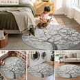 thumbnail image 6 of 8ft Round Rug, Grey Flowers Non-Skid Rubber Backing Large Area Rugs - Living Room Bedroom Home Office, Spring Floral Modern Oil Painting Art Indoor Floor Mat Carpets Washable Rug, 6 of 9
