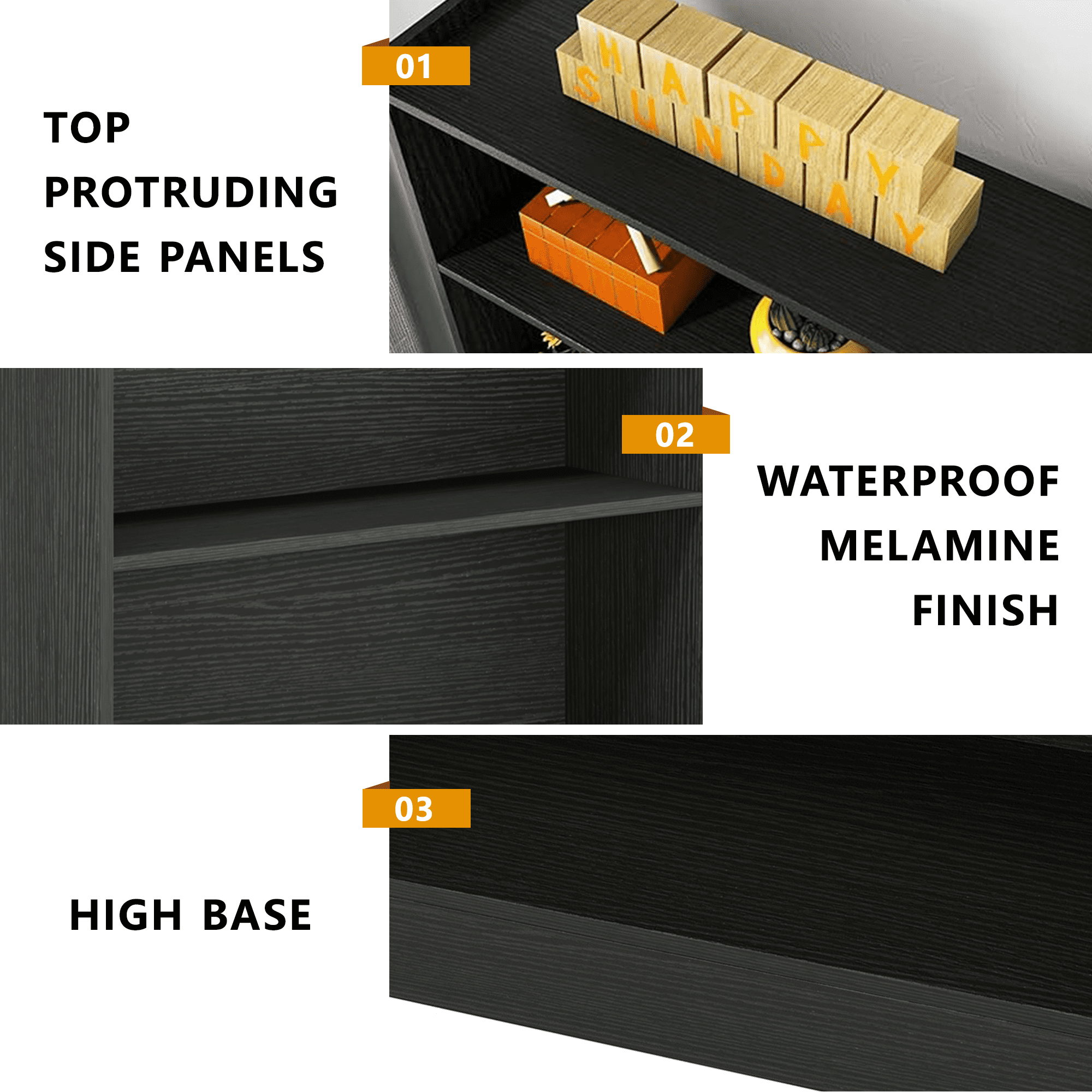MAYEERTY 6-Tier Open Shelf Tall Bookcase 22Lbs Per Shelf Anti-Fall Top Side Panels