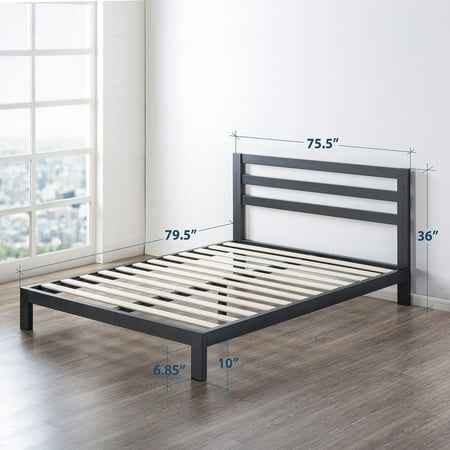 Image of Crown Comfort 10 inch Metal Platform Bed with Wooden Slat Support By King