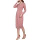 thumbnail image 4 of VESTIDO MIDI DE ENCAJE FLORAL CON MANGAS LARGAS TRANSPARENTES Y ESCOTE EN V PARA MUJER INSPIRE CHIC M ROSA, 4 of 5