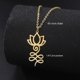 thumbnail image 1 of Fashion Real Stainless Steel Yoga Pendant Collar Jewelry Forever Chain Lotus Flower Necklace for Women Men Gift, 1 of 5