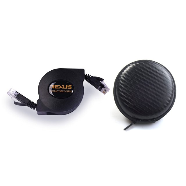 Rexus Cable De Red Ethernet Plano Retráctil Cat 6 De 6.6 Pies Con Caja De Almacenamiento Cables Lan De Alta Velocidad De 10 Gigabit Cable De Conexión De Internet Con Conector Rj45 Para Conmutador De M