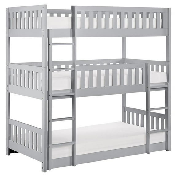 Lexicon Orion Transitional Wood Triple Twin Bunk Bed in Gray