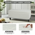 thumbnail image 2 of Fionafurn 43.3" Rectangular Velvet Storage Ottoman Bench with 2 Footstool, Hinged Lid Lift Top, Beige, 2 of 8