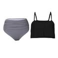 thumbnail image 1 of Barra Acolchada Suave Ruchada de Flunces Retro de s Mujeres Empuje El Traje de Baño Del Conjunto de de Cintura Negro m Soledad trajes de baño de las mujeres, 1 of 10