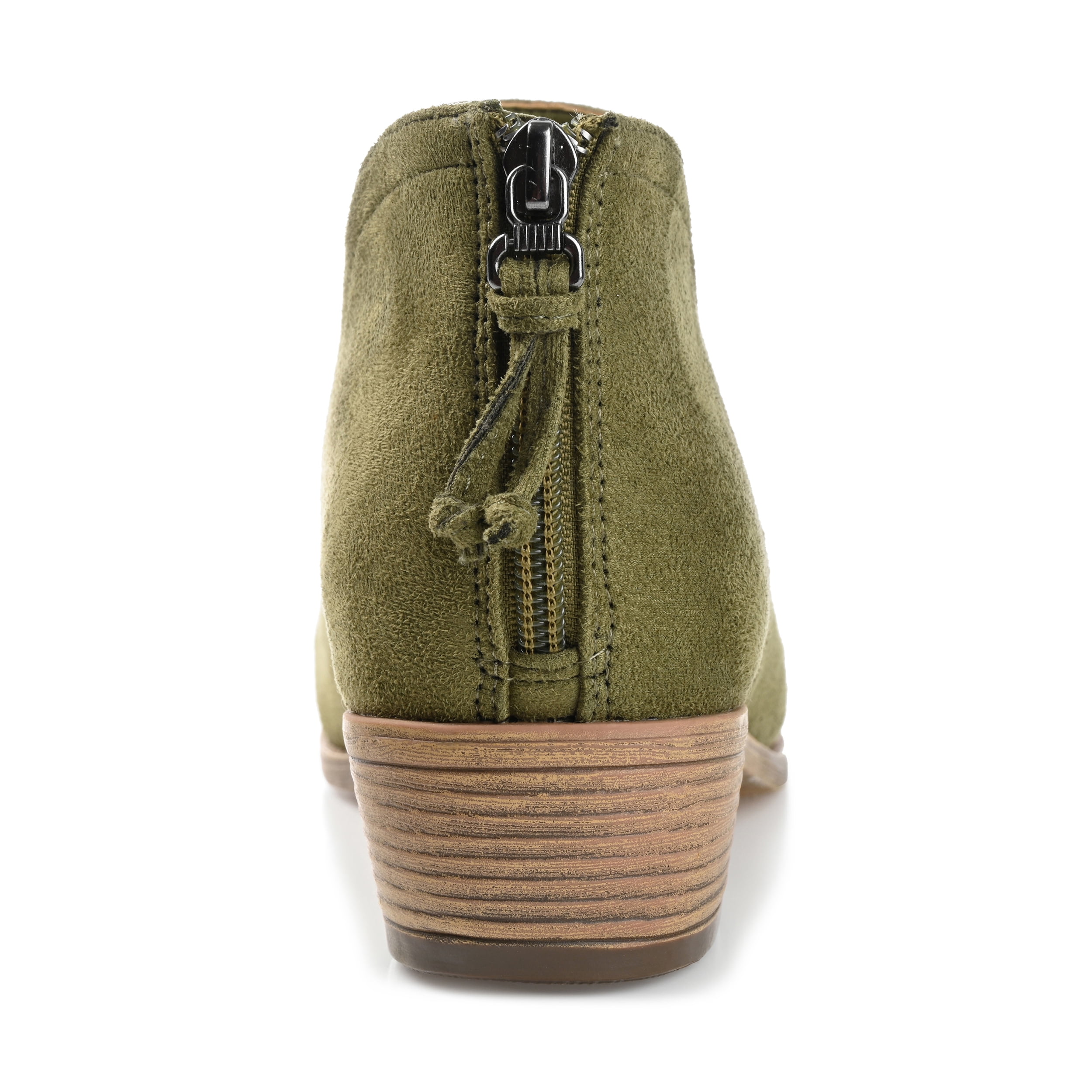 Journee Womens Livvy Back Heel Zip Stacked Heel Booties, Widths Available