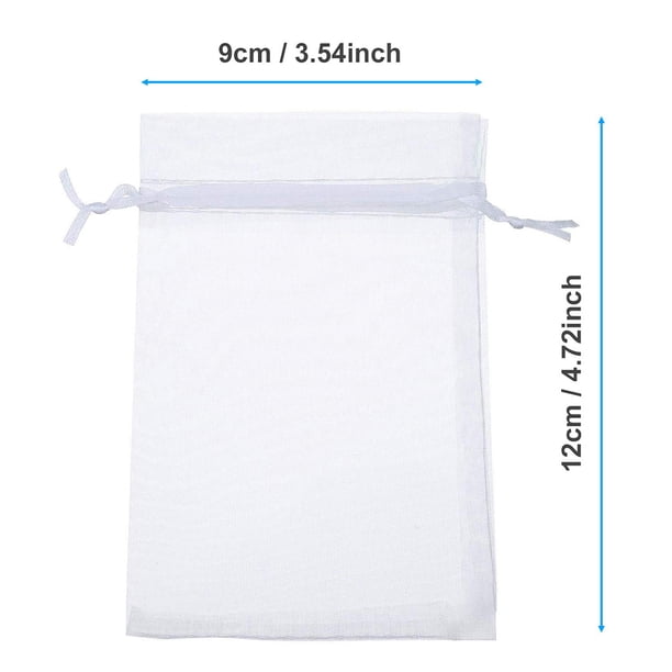 Bolsa De Organza Organizador 100 bolsas de organza blanca con cordón, regalo de hilo, bolsas de almacenamiento de dulces Likrtyny Libre de BPA