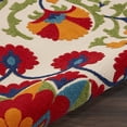 thumbnail image 6 of Nourison Aloha Floral Easy Care Flatweave High-Low Indoor Outdoor Round Rug Red/Multi 710 x 7'10", 6 of 12