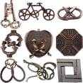 thumbnail image 1 of Rompecabezas de metal Wettarn, 9 unidades, para adultos, rompecabezas cerebrales, 1 of 6