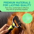 thumbnail image 4 of Pet Grooming Brush - Double Sided Shedding, Dematting Undercoat Rake for Dogs and Cats - Extra Wide Dog Grooming Brush - Purple, 4 of 10