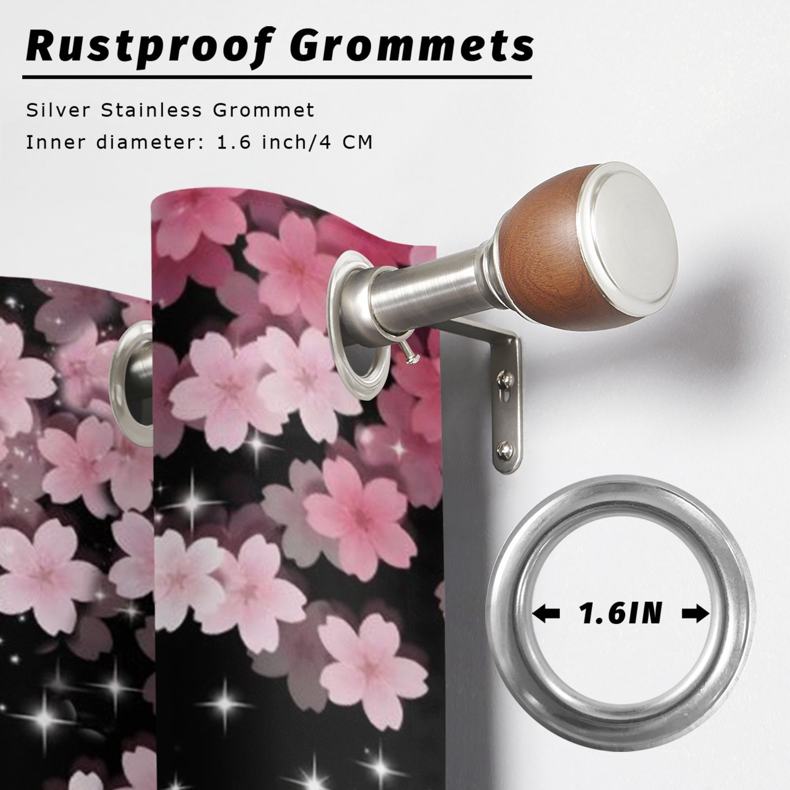 Cherry Blossom Outdoor Curtains for Patio, Pink Gradient Floral Botanical Sunshade Privacy Drapes Grommet Waterproof Outside Curtains for Porch/Cabana/Balcony 54"x 108", 1 Panel