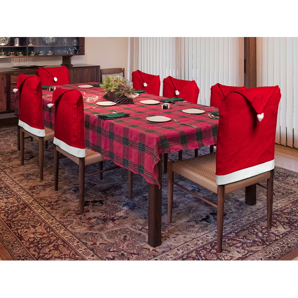 Santa Hat Dining Room Chair Cover, Linen Dining Room Chair Covers
