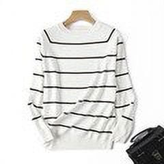 2022 Otoño Invierno manga larga jersey a rayas suéter de mujer suéteres de punto cuello redondo Tops coreano Pull Femme Jumper mujer blanco Tan Jianjun unisex