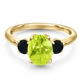 thumbnail image 3 of Gem Stone King 10K Yellow Gold Yellow Lemon Quartz and Black Onyx Engagement Ring for Women | 2.09 Cttw | Oval 9X7MM | Gemstone Birthstone | Size 8, 3 of 6