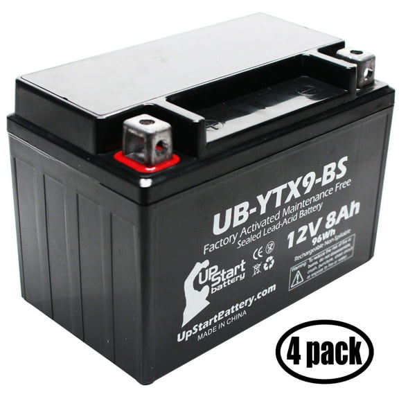 4-Pack UpStart Battery Replacement for 2003 Suzuki DR650SE 650CC Factory Activated, Maintenance Free, Motorcycle Battery - 12V, 8Ah, UB-YTX9-BS