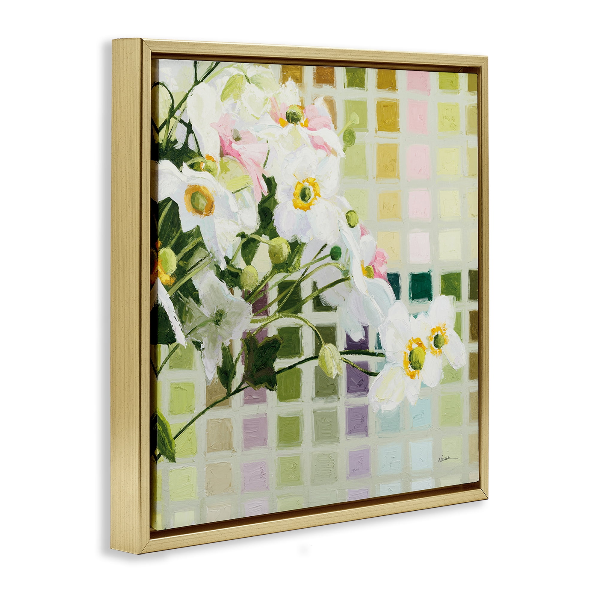 Stupell Industries Color Chart Daffodils Gold Framed Floater Canvas Wall Art, design by Shirley Novak