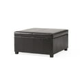 thumbnail image 1 of Christopher Knight Home Living Berkeley Brown Leather Square Storage Ottoman, Espresso, 1 of 2